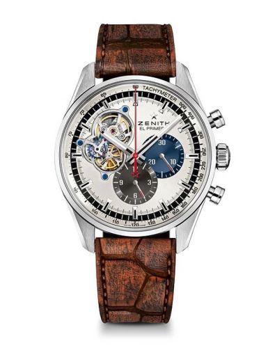 Zenith El Primero Chronomaster Open Stainless Steel / Silver 1969 / Alligator : Ref Number 03.2040.4061/69.C777