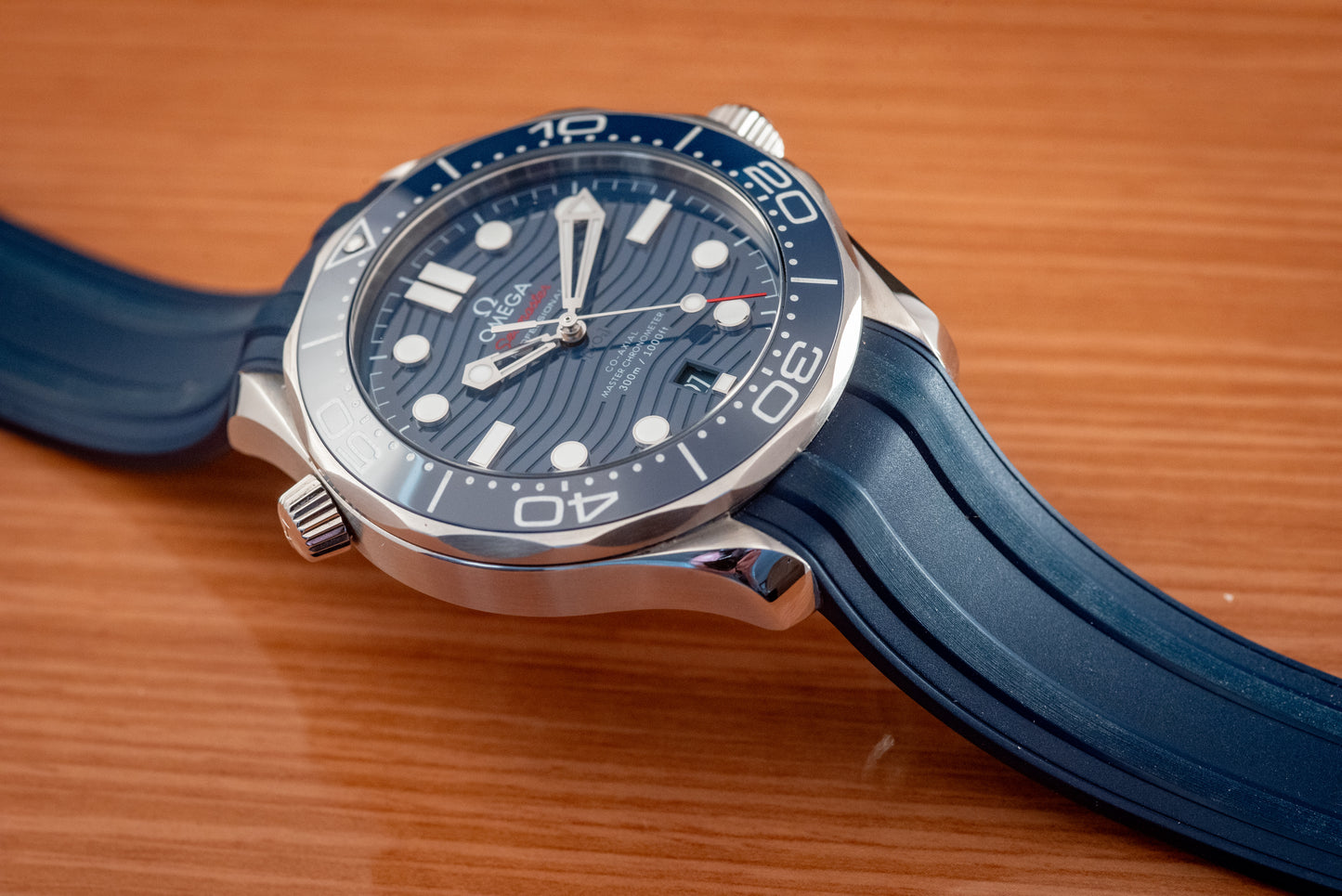 Omega Seamaster Diver 300M Co-Axial Master Chronometer Blue Dial Rubber Strap Watch 42mm Ref 210.32.42.20.03.001