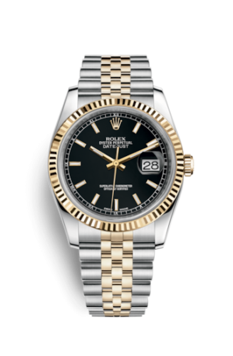 Rolex Datejust 36 Rolesor Yellow Fluted / Jubilee / Black : Ref Number 116233-0199