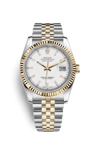 Rolex Datejust 36 Rolesor Yellow Fluted / Jubilee / White : Ref Number 116233-0200
