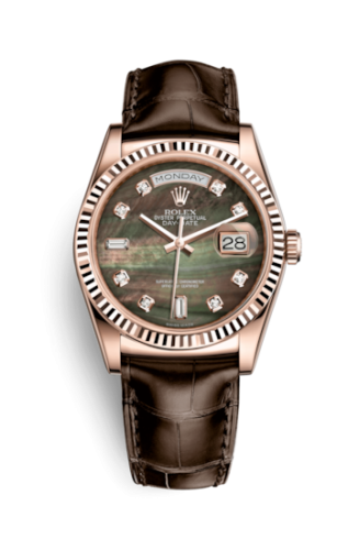 Rolex Day-Date 36 Everose / Strap / Black MOP : Ref Number 118135-0030
