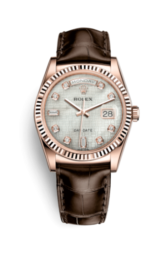 Rolex Day-Date 36 Everose Fluted / Strap / Oxford MOP : Ref Number 118135-0074