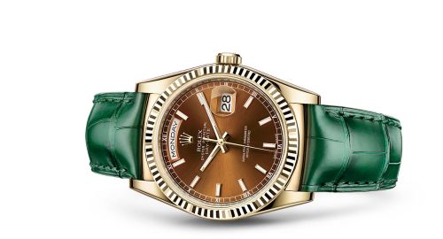Rolex Day-Date 36 Yellow Gold / Strap / Cognac : Ref Number 118138-0057
