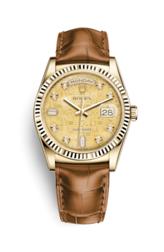 Rolex Day-Date 36 Yellow Gold Fluted / Strap / Champagne Computer : Ref Number 118138-0087