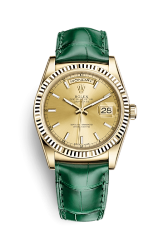 Rolex Day-Date 36 Yellow Gold Fluted / Strap / Champagne : Ref Number 118138-0125