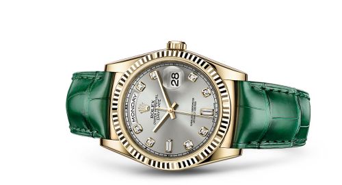 Rolex Day-Date 36 Yellow Gold / Strap / Silver Diamonds : Ref Number 118138-0135
