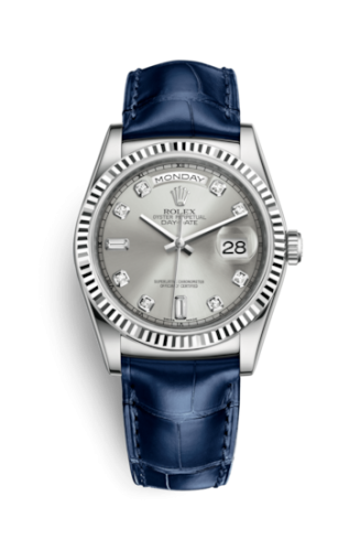 Rolex Day-Date 36 White Gold / Strap / Silver Diamond : Ref Number 118139-0081