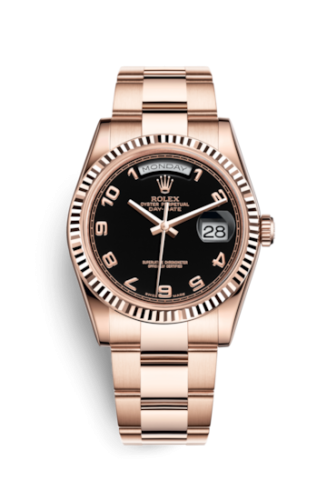 Rolex Day-Date 36 Everose Fluted / Oyster / Black Arabic : Ref Number 118235f-0060