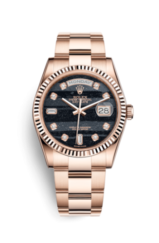 Rolex Day-Date 36 Everose Fluted / Oyster / Ferrite : Ref Number 118235f-0111