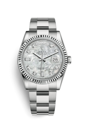 Rolex Day-Date 36 White Gold Fluted / Oyster / MOP : Ref Number 118239-0115