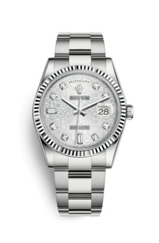 Rolex Day-Date 36 White Gold Fluted / Oyster / Silver Computer : Ref Number 118239-0143
