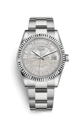 Rolex Day-Date 36 White Gold Fluted / Oyster / MOP Carousel : Ref Number 118239-0281