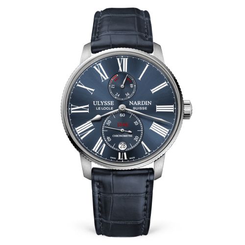 Ulysse Nardin Marine Torpilleur Stainless Steel / Blue / Alligator : Ref Number 1183-310/43