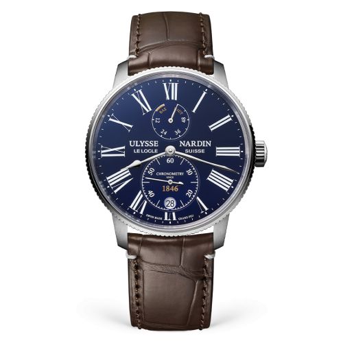 Ulysse Nardin Marine Torpilleur Stainless Steel / Blue Enamel / Alligator : Ref Number 1183-310LE-3AE-175/1A