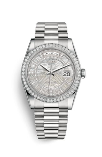 Rolex Day-Date 36 Platinum Diamonds / President / MOP Carousel : Ref Number 118346-0087