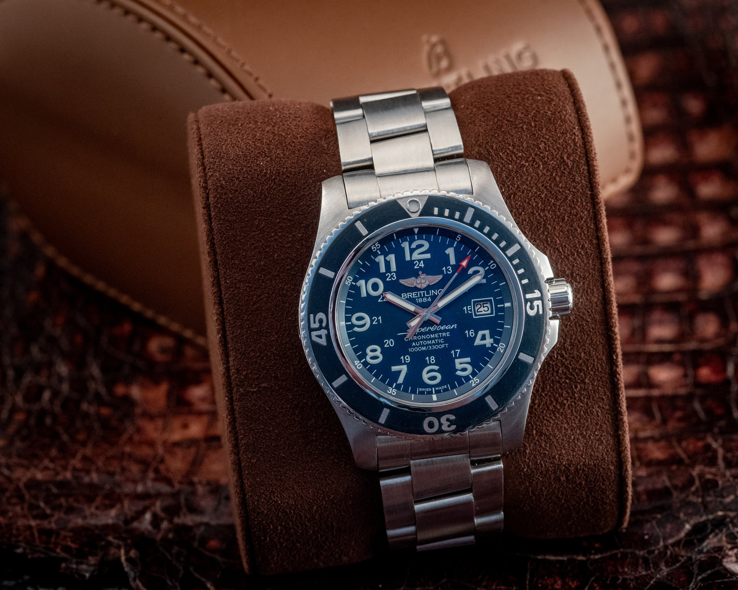 Breitling Superocean II 44MM Blue Dial 2019 Stainless Bracelet Ref A17392D8 / C910