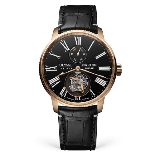 Ulysse Nardin Marine Torpilleur Tourbillon Rose Gold / Black Enamel / Alligator : Ref Number 1282-310LE-2AE-175/1A