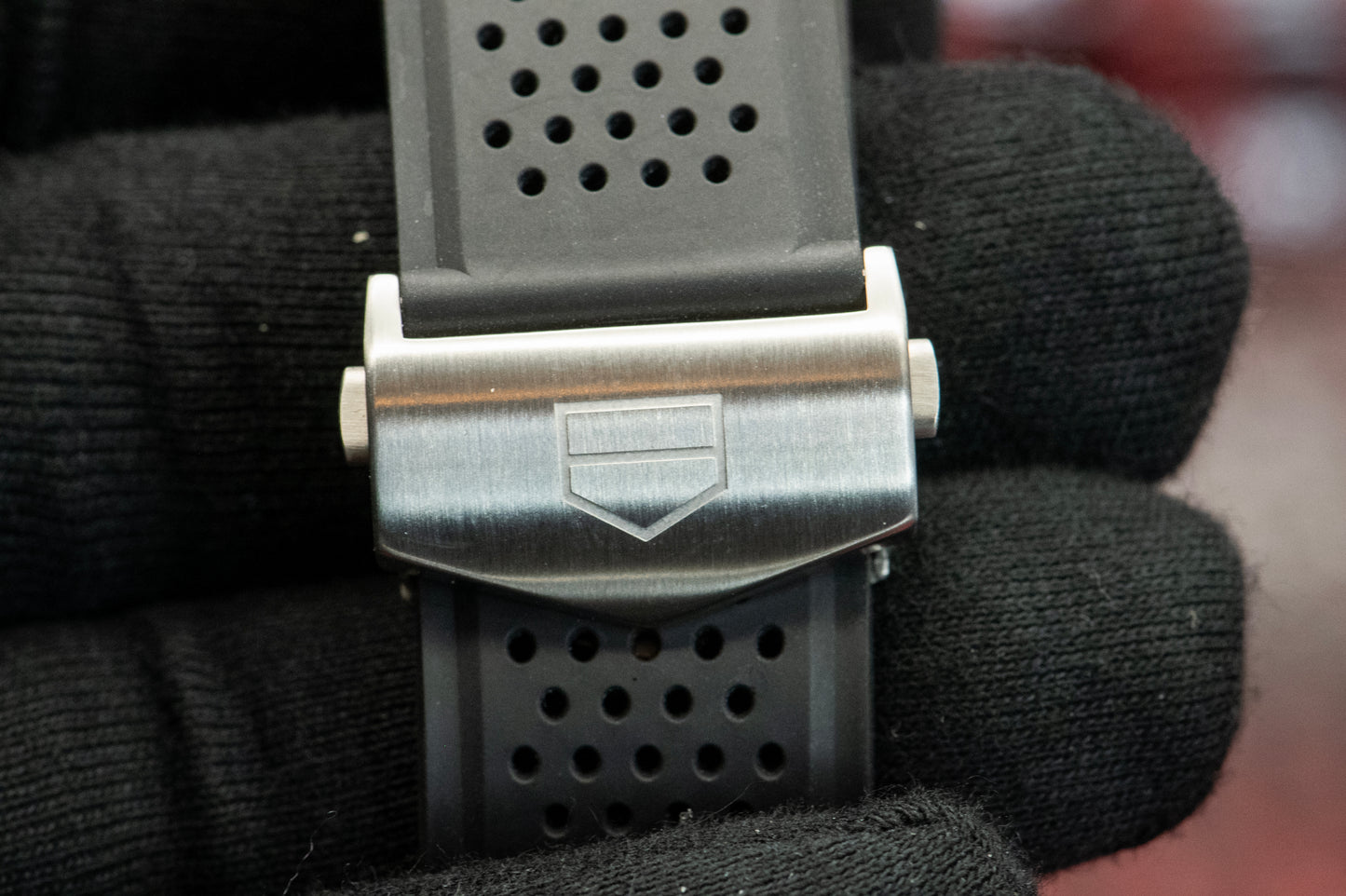 TAG Heuer Carrera Calibre Heuer 02 Batman Bezel GMT Skeleton Dial Rubber Strap Ref CBG2A1Z.FT6157 Box And Papers