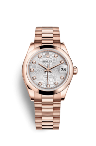 Rolex Datejust 31 Everose Domed / President / Silver Computer : Ref Number 178245f-0006
