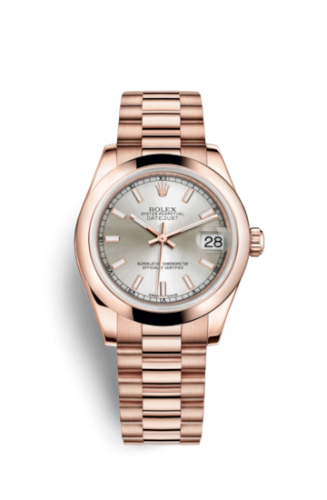 Rolex Datejust 31 Everose Domed / President / Silver : Ref Number 178245f-0014