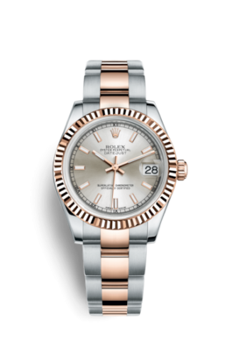 Rolex Datejust 31 Rolesor Everose Fluted / Oyster / Silver : Ref Number 178271-0035