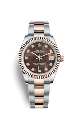 Rolex Datejust 31 Rolesor Everose Fluted / Oyster / Black MOP : Ref Number 178271-0054