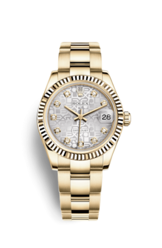 Rolex Datejust 31 Yellow Gold Fluted / Oyster / Silver Computer : Ref Number 178278-0031
