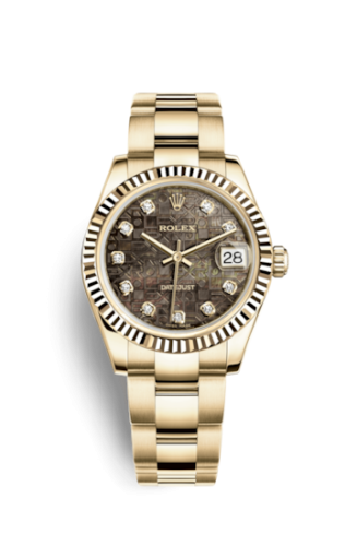 Rolex Datejust 31 Yellow Gold Fluted / Oyster / Black MOP Computer : Ref Number 178278-0075