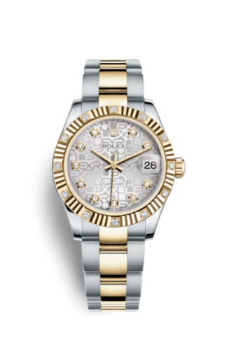 Rolex Datejust 31 Rolesor Fluted Diamond / Oyster / Silver Computer : Ref Number 178313-0034