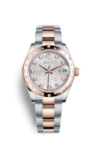 Rolex Datejust 31 Rolesor Everose Domed Diamond / Oyster / Silver Computer : Ref Number 178341-0036