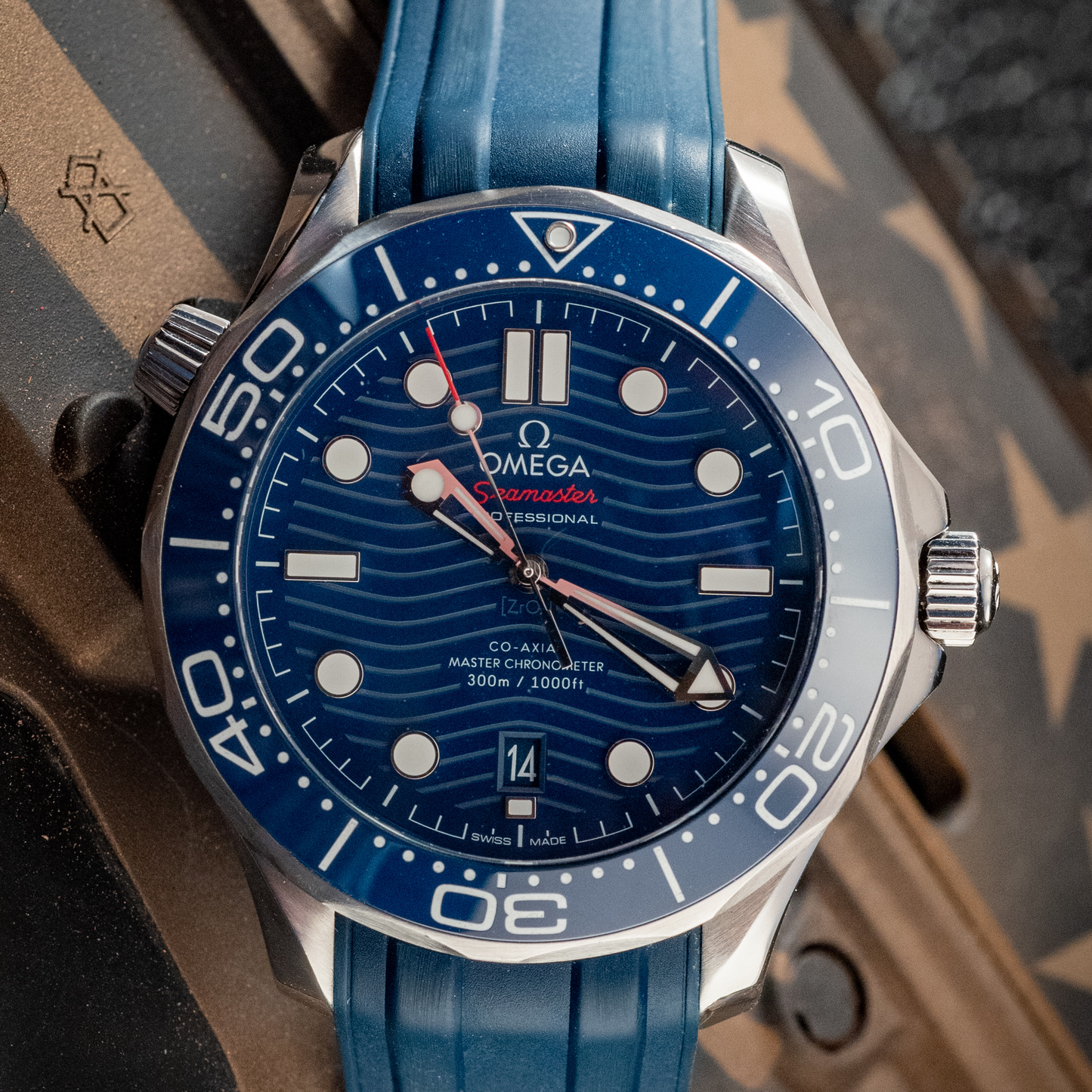 Omega Seamaster Diver 300m Blue Waves 2021 Box And Papers Ref 210.32.42.20.03.001