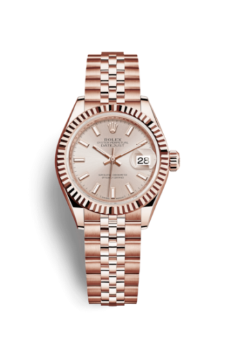 Rolex Lady-Datejust 28 Everose Fluted / Jubilee / Sundust : Ref Number 279175-0003