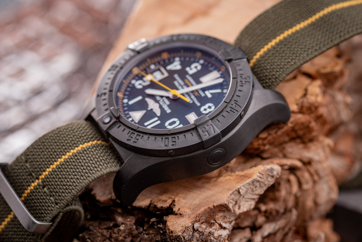Breitling Seawolf Avenger Code Yellow 45mm Black Steel 1/1000 Reference Number A17330 Inner Box And Papers Additional Strap