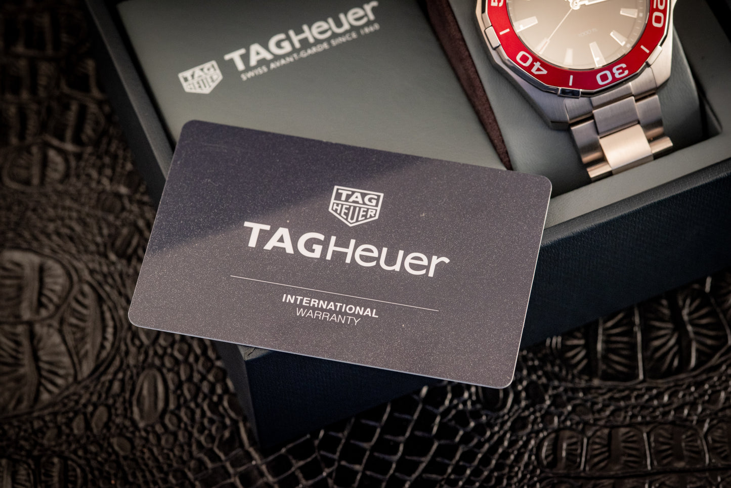 Tag Heuer Aquaracer Black Dial Red Bezel Ref WAY101B.BA0746 Box And Papers