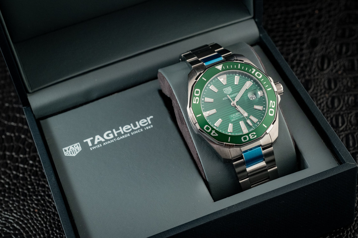 TAG Heuer Aquaracer 300M Green Stripes Box And Papers Ref WAY201S.BA0927