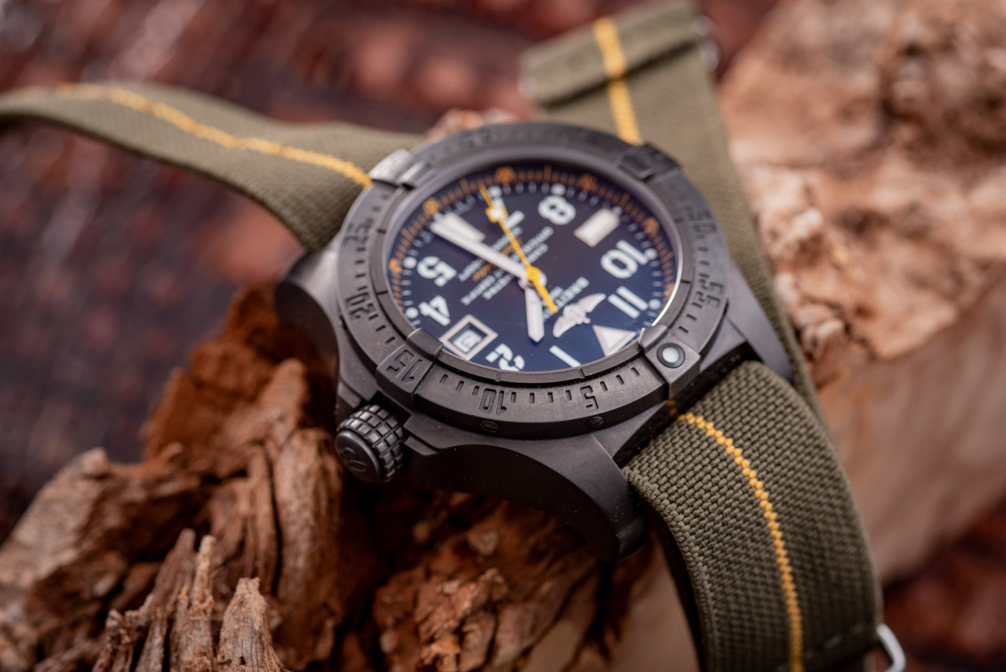 Breitling Seawolf Avenger Code Yellow 45mm Black Steel 1/1000 Reference Number A17330 Inner Box And Papers Additional Strap