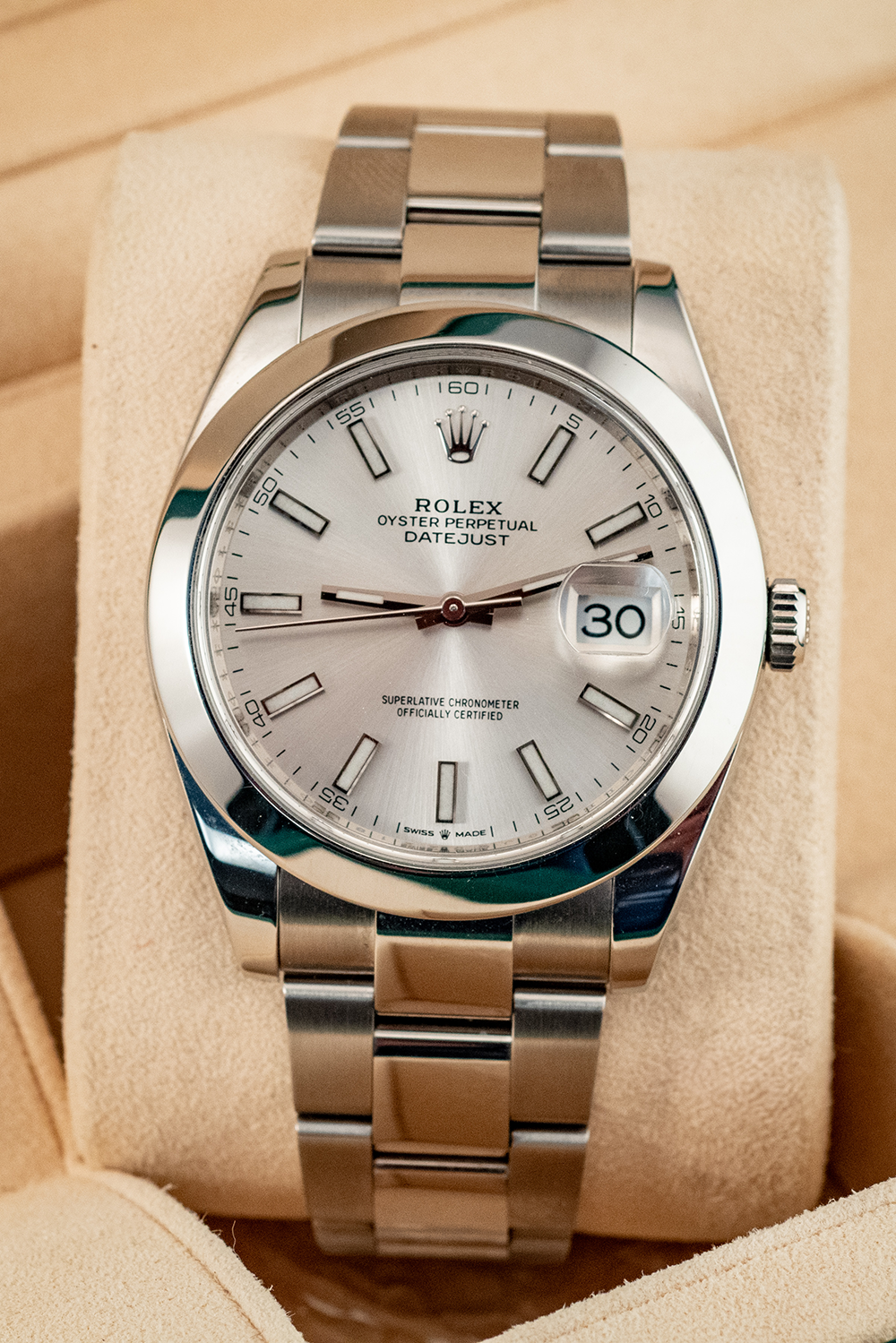 Rolex Datejust 41MM Oystersteel Ref 126300 Box And Papers 2019 Silver Oyster Bracelet Silver Bezel