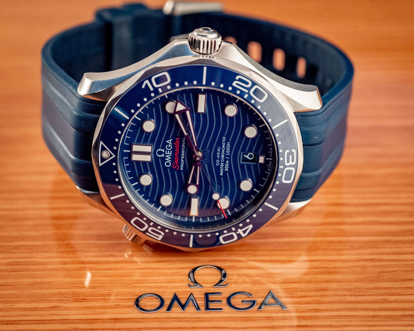 Omega Seamaster Diver 300MM Blue Dial Rubber 2020 Ref 210.32.42.20.03.001 Box And Papers
