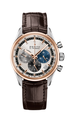 Zenith El Primero Chronomaster 38 Stainless Steel / Rose Gold / Silver / Alligator : Ref Number 51.2150.400/69.C713