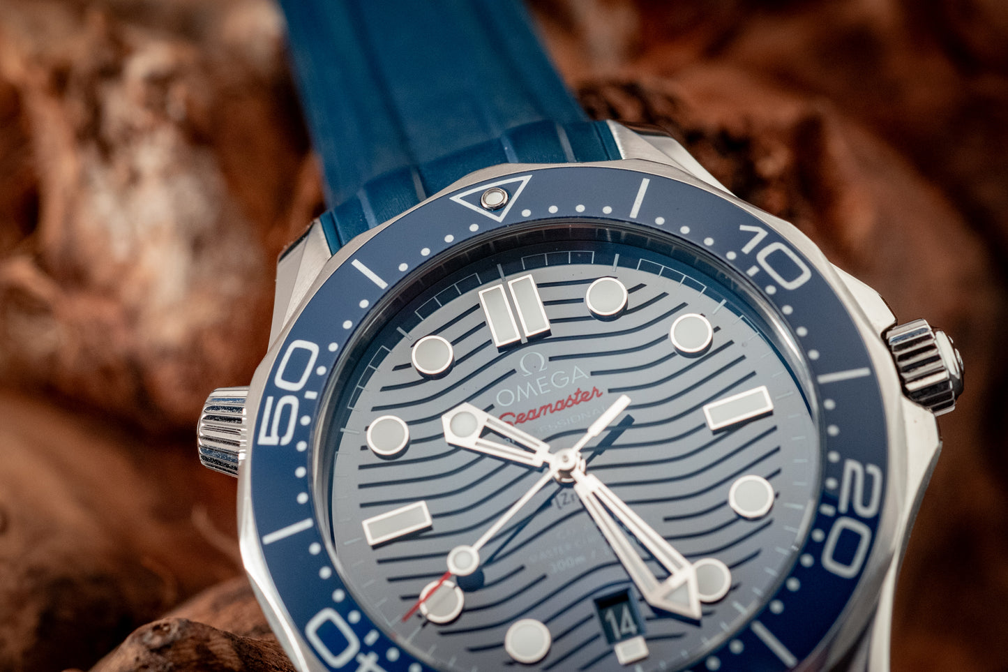 Omega Seamaster Diver 300m Blue Waves 2021 Box And Papers Ref 210.32.42.20.03.001