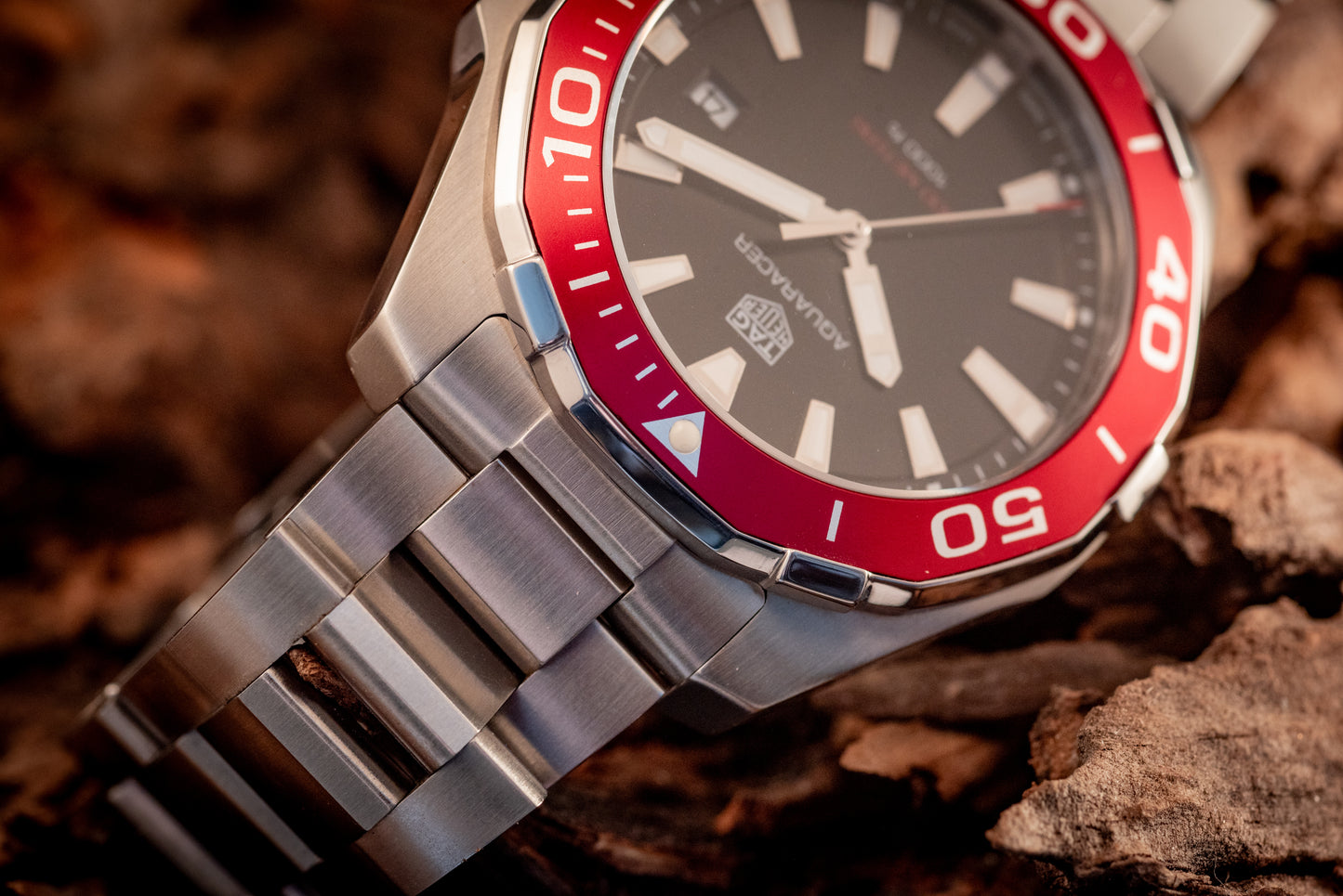 Tag Heuer Aquaracer Black Dial Red Bezel Ref WAY101B.BA0746 Box And Papers