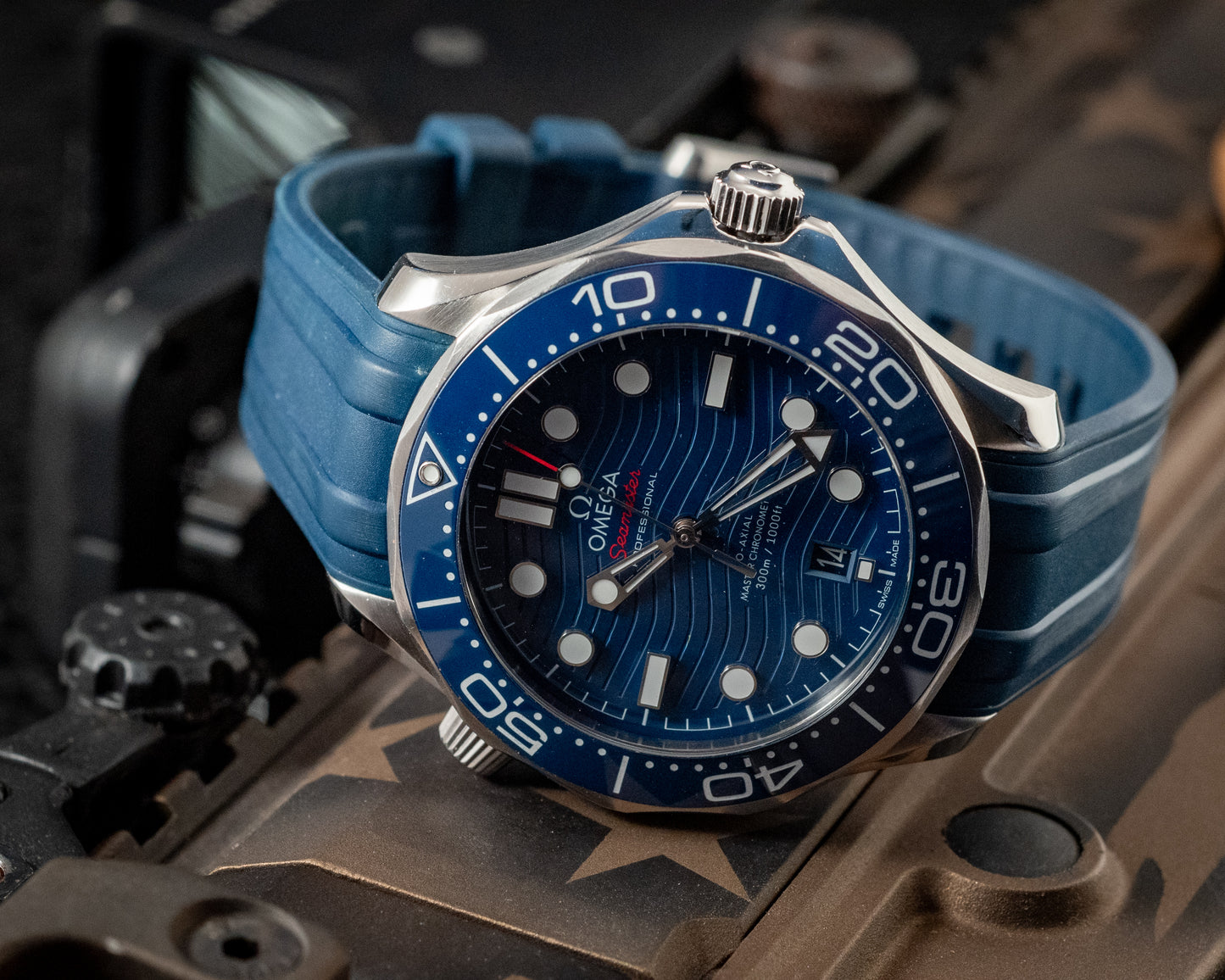 Omega Seamaster Diver 300m Blue Waves 2021 Box And Papers Ref 210.32.42.20.03.001