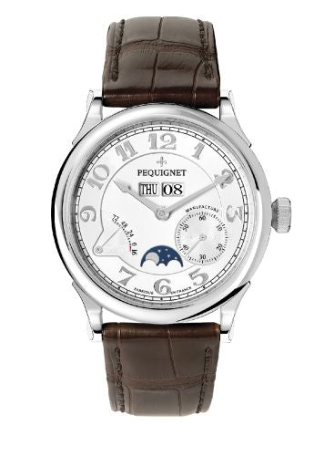 Pequignet Paris Royal Moonphase Silver Numerals / Brown Strap : Ref Number 9007433CG