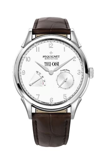 Pequignet Royale Grand Sport Silver Numerals / Brown Strap : Ref Number 9030233CG