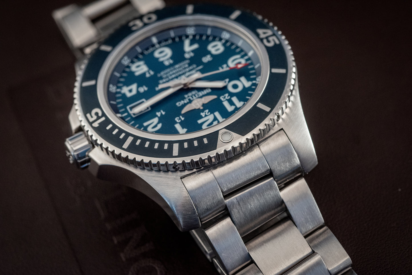Breitling Superocean II 44MM Blue Dial 2019 Stainless Bracelet Ref A17392D8 / C910