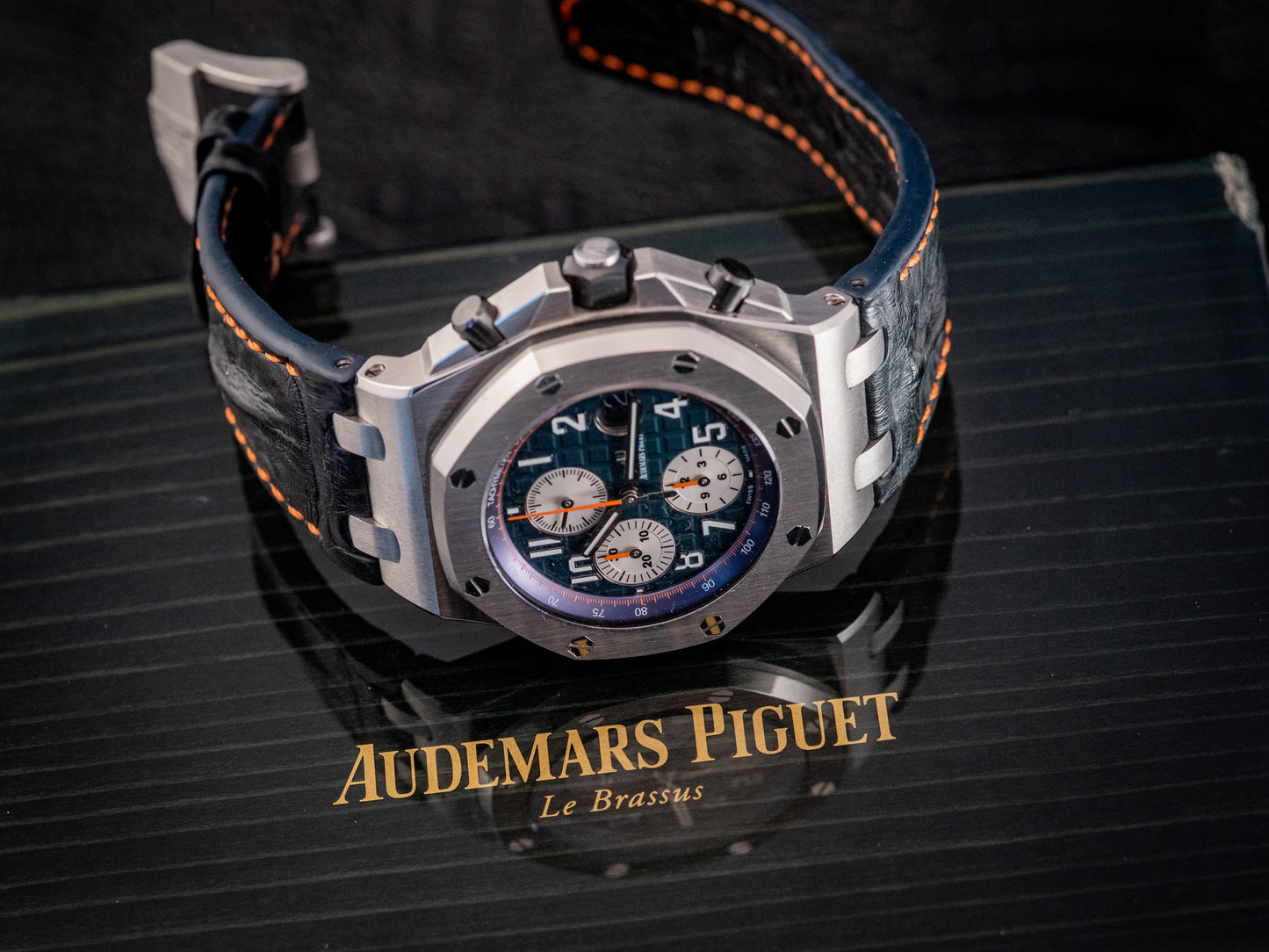 Audemars Piguet Royal Oak Offshore Chronograph Navy Box & Papers 42mm Extra Strap Ref 26470ST.OO.A027CA.01