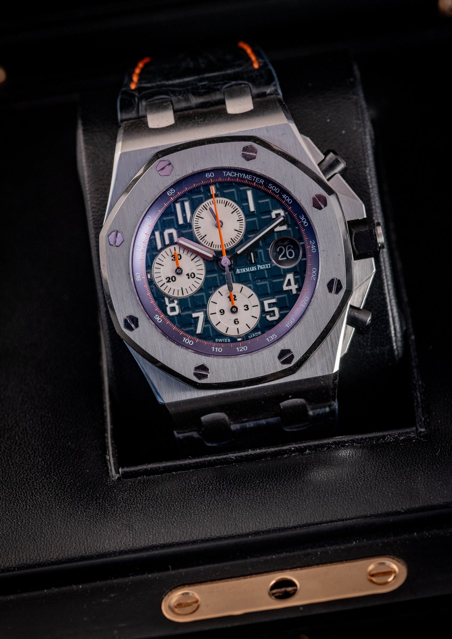 Audemars Piguet Royal Oak Offshore Chronograph Navy Box & Papers 42mm Extra Strap Ref 26470ST.OO.A027CA.01