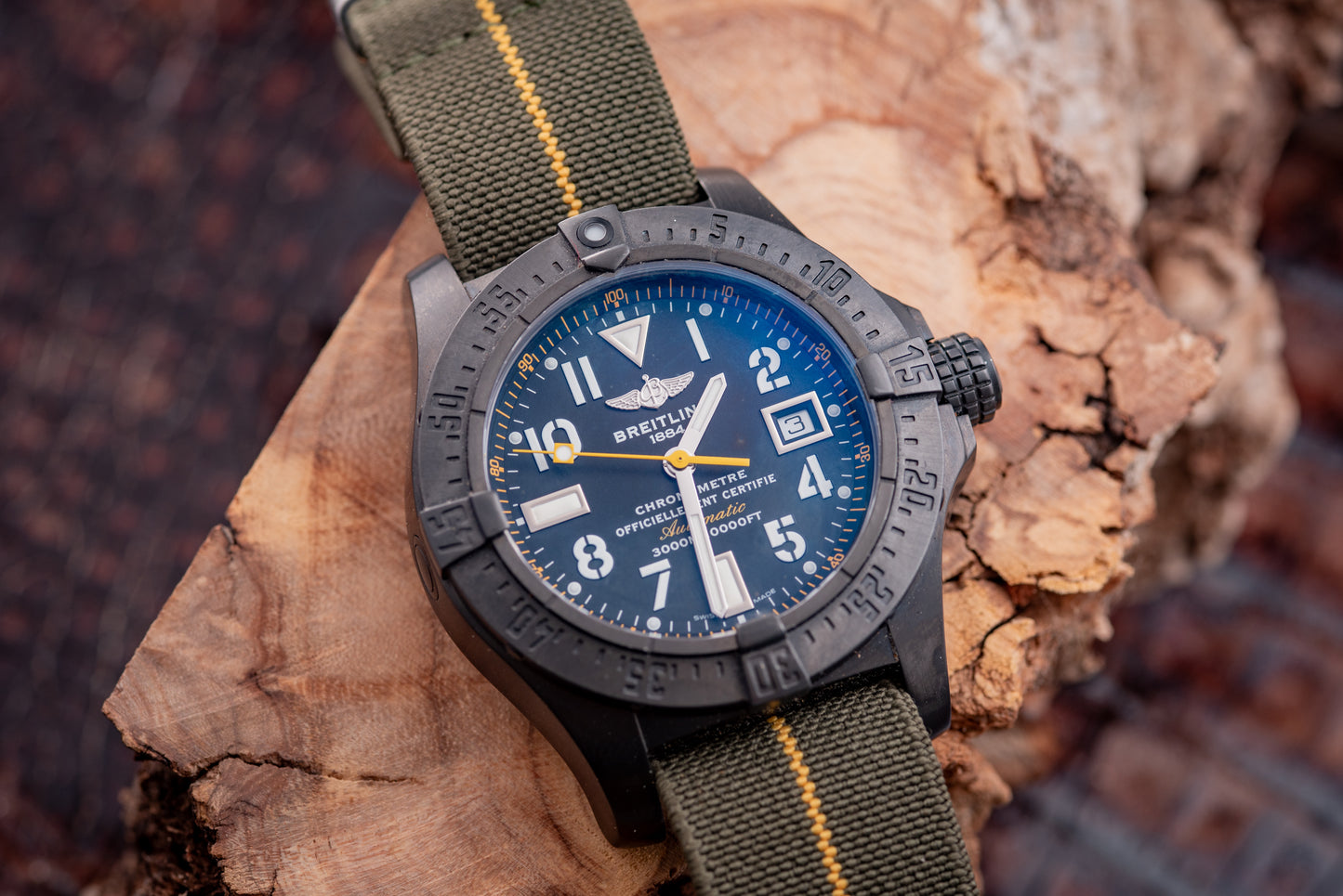 Breitling Seawolf Avenger Code Yellow 45mm Black Steel 1/1000 Reference Number A17330 Inner Box And Papers Additional Strap