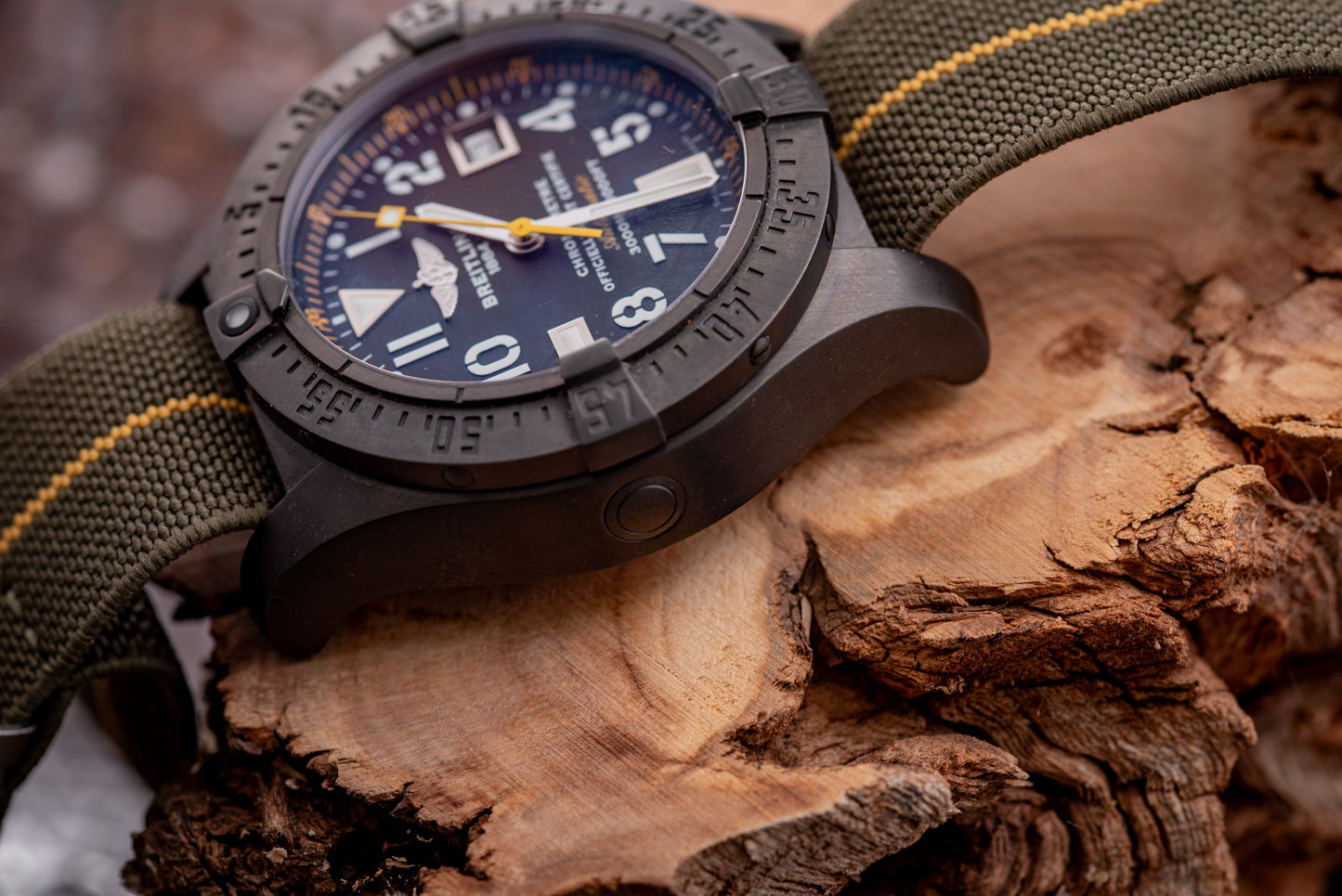 Breitling Seawolf Avenger Code Yellow 45mm Black Steel 1/1000 Reference Number A17330 Inner Box And Papers Additional Strap