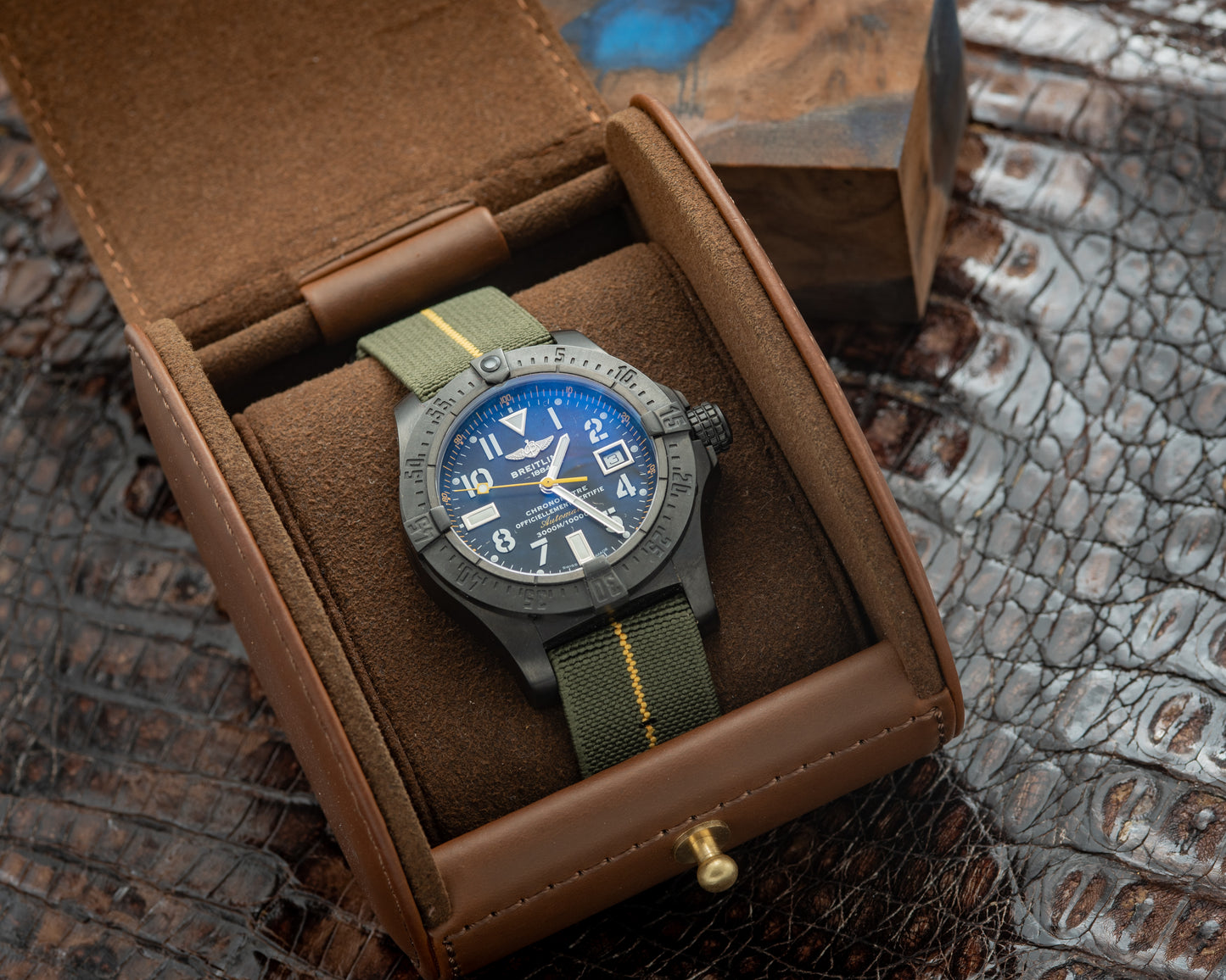 Breitling Seawolf Avenger Code Yellow 45mm Black Steel 1/1000 Reference Number A17330 Inner Box And Papers Additional Strap
